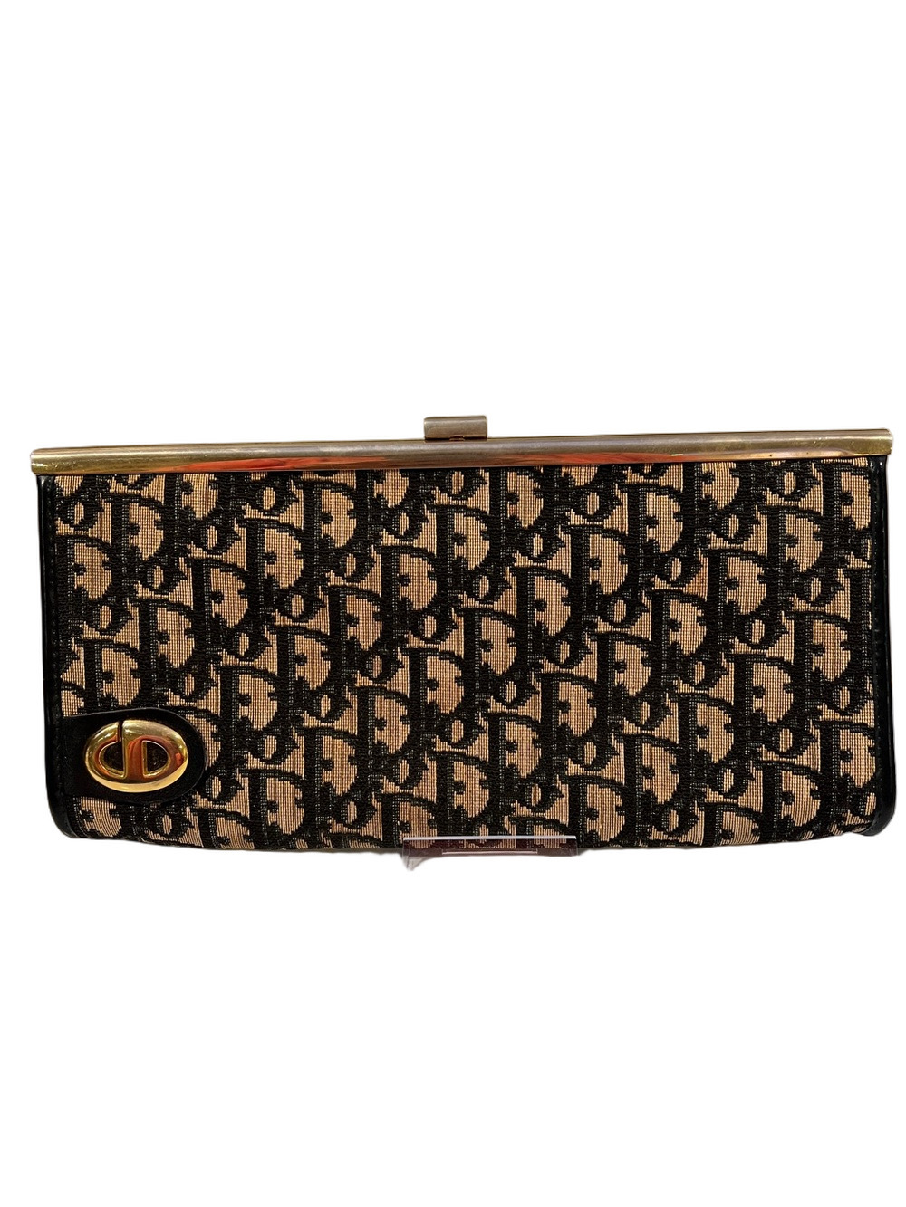 Christian Dior Trotter Navy Monogram Canvas Clutch Vintage